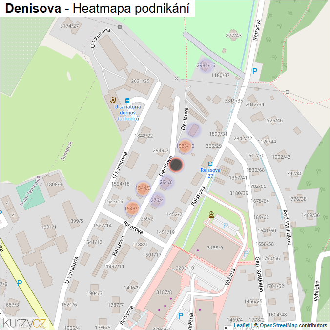 Mapa Denisova - Firmy v ulici.