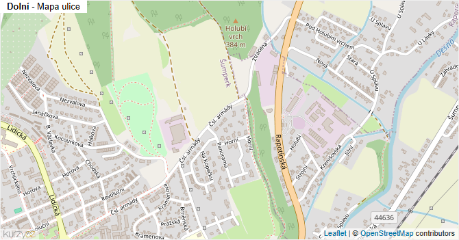 Dolní - mapa ulice