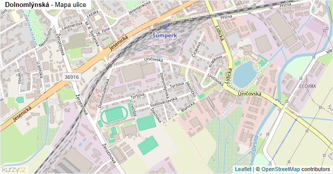 Dolnomlýnská - mapa ulice
