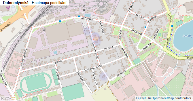Dolnomlýnská - mapa podnikání