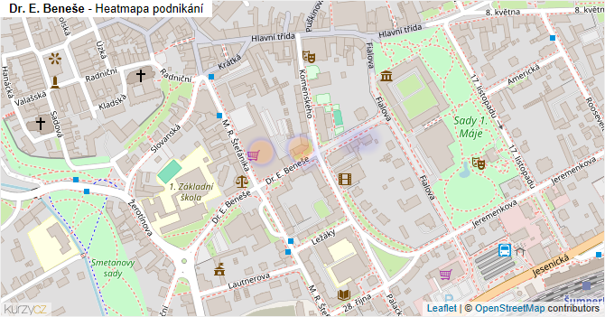 Dr. E. Beneše - mapa podnikání