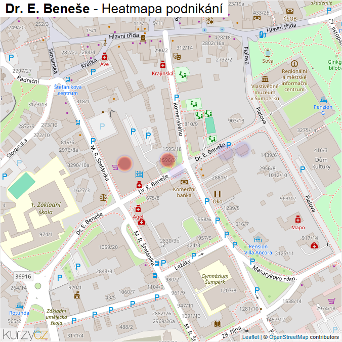 Mapa Dr. E. Beneše - Firmy v ulici.