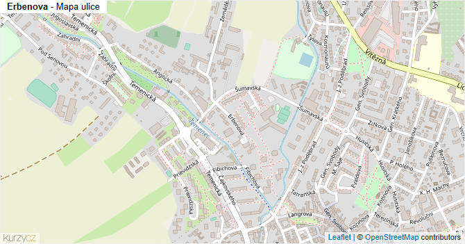 Erbenova - mapa ulice