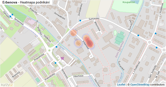 Erbenova - mapa podnikání
