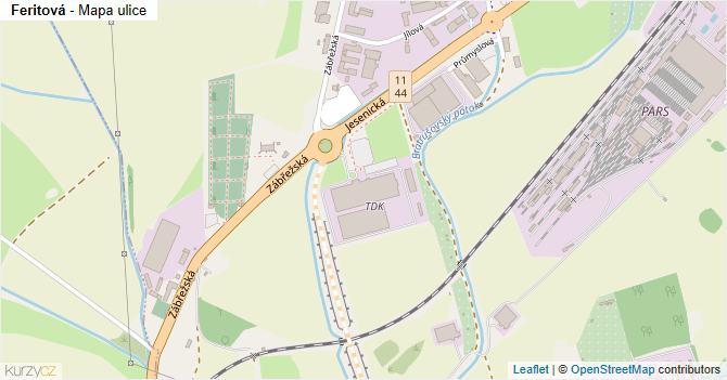 Feritová - mapa ulice