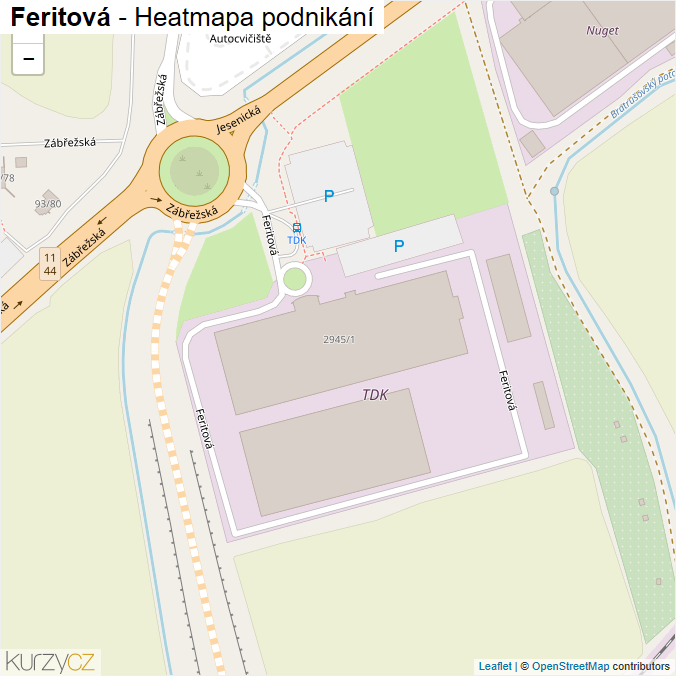 Mapa Feritová - Firmy v ulici.