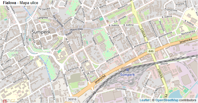 Fialova - mapa ulice