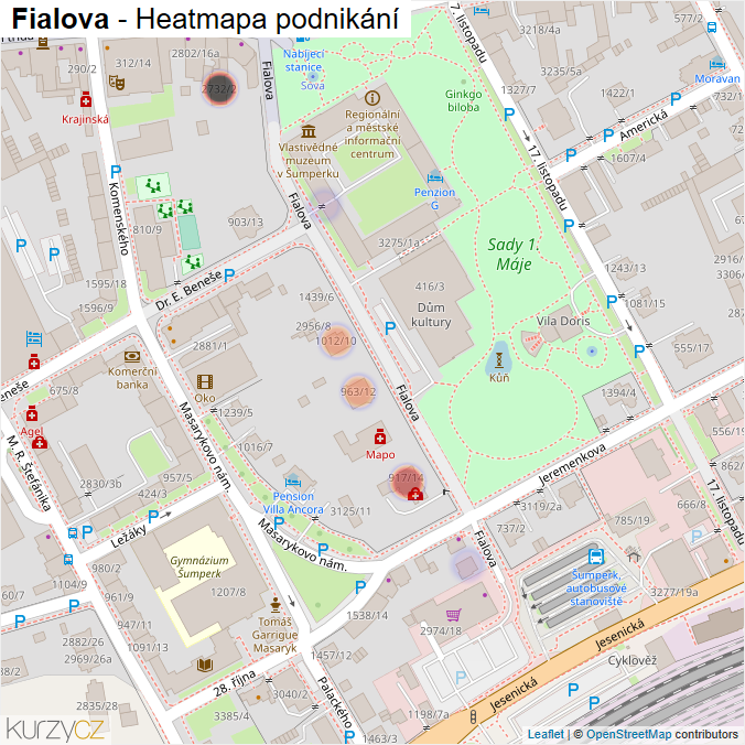 Mapa Fialova - Firmy v ulici.