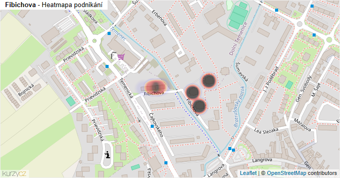 Fibichova - mapa podnikání