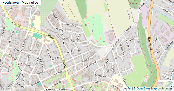 Foglarova - mapa ulice