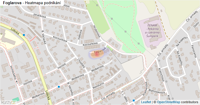 Foglarova - mapa podnikání