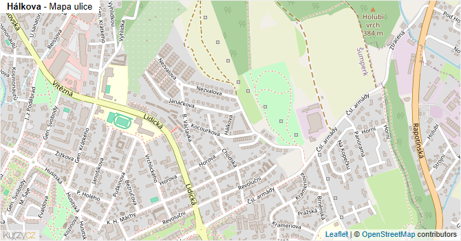 Hálkova - mapa ulice