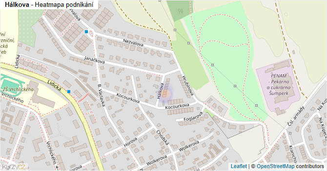 Hálkova - mapa podnikání