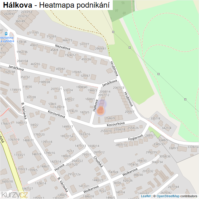 Mapa Hálkova - Firmy v ulici.