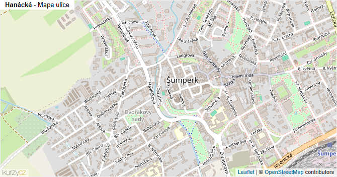 Hanácká - mapa ulice