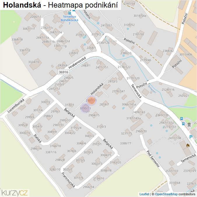 Mapa Holandská - Firmy v ulici.