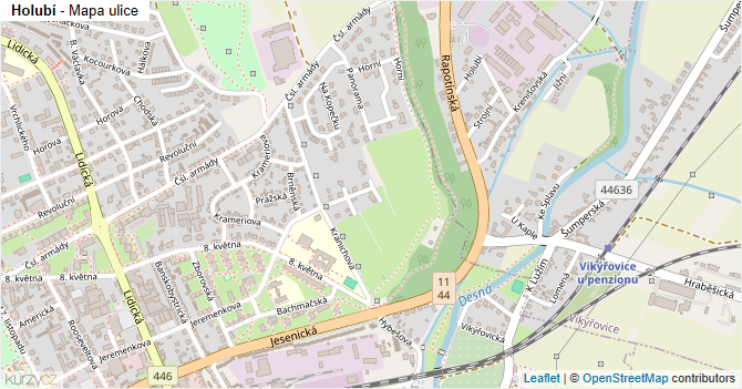 Holubí - mapa ulice