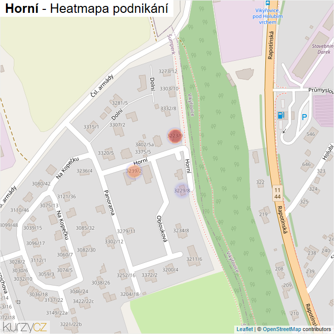 Mapa Horní - Firmy v ulici.