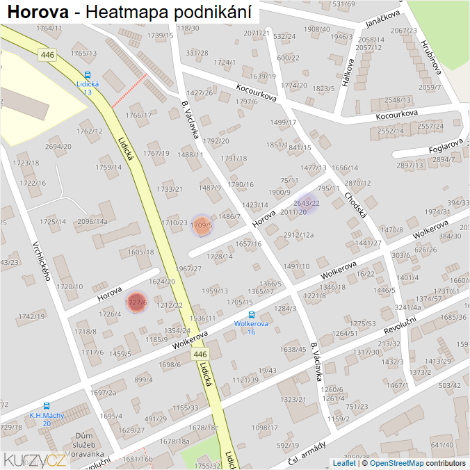 Mapa Horova - Firmy v ulici.
