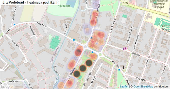 J. z Poděbrad - mapa podnikání