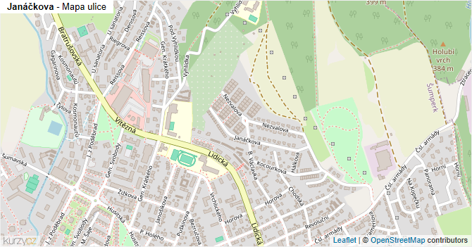 Janáčkova - mapa ulice
