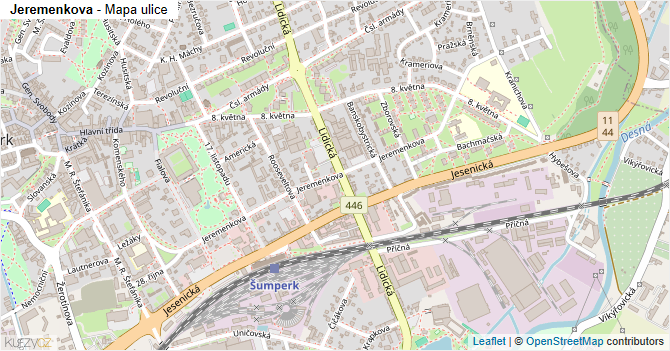 Jeremenkova - mapa ulice