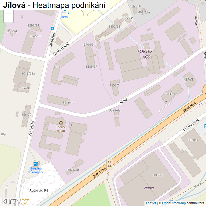 Mapa Jílová - Firmy v ulici.