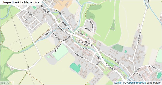 Jugoslávská - mapa ulice