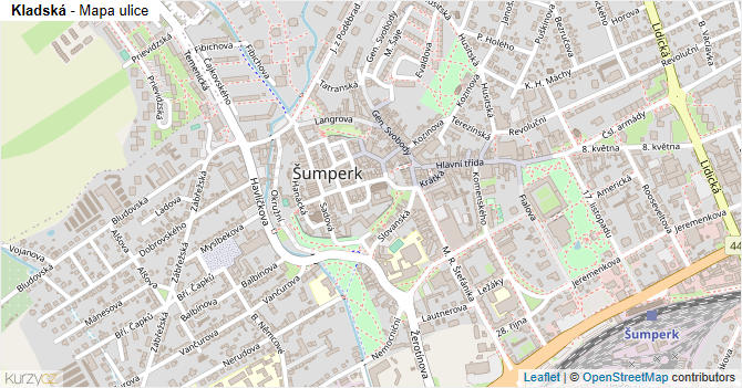 Kladská - mapa ulice