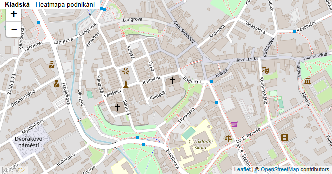 Kladská - mapa podnikání