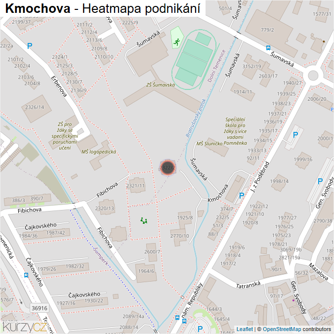 Mapa Kmochova - Firmy v ulici.