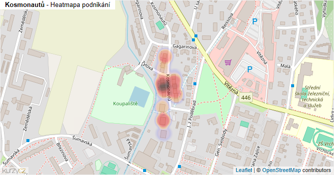 Kosmonautů - mapa podnikání