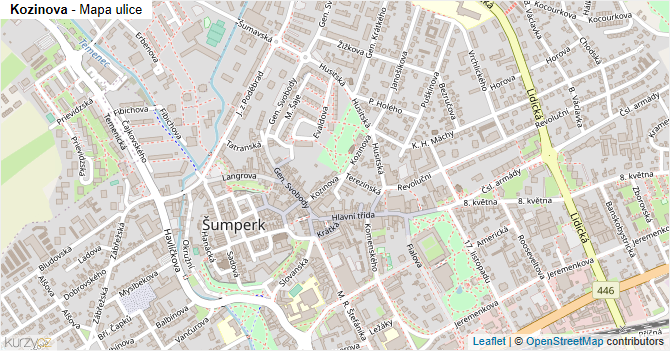 Kozinova - mapa ulice