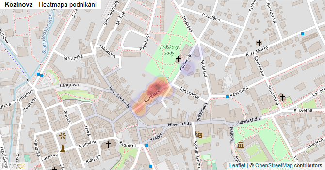 Kozinova - mapa podnikání