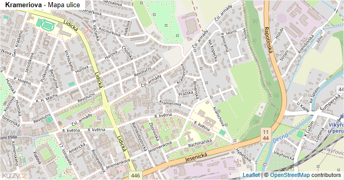 Krameriova - mapa ulice
