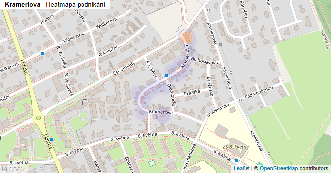 Krameriova - mapa podnikání
