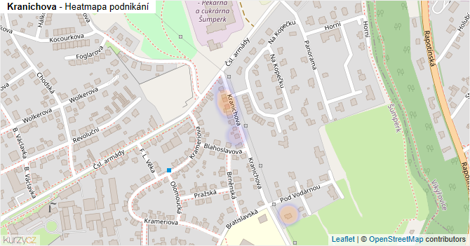 Kranichova - mapa podnikání