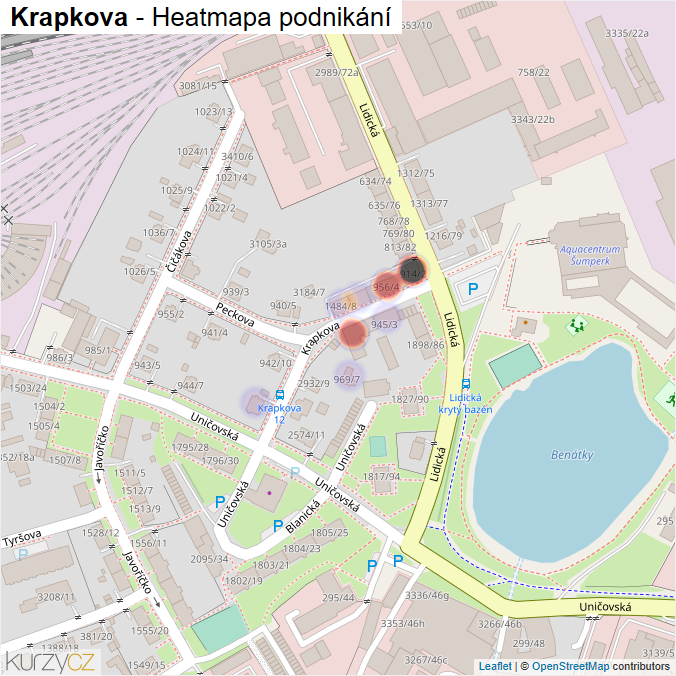 Mapa Krapkova - Firmy v ulici.