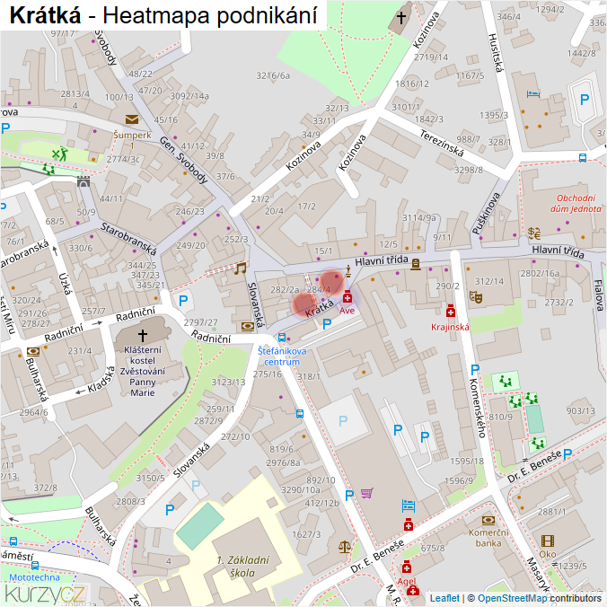 Mapa Krátká - Firmy v ulici.