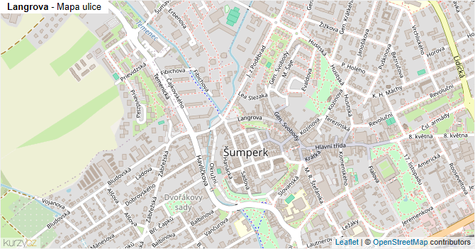 Langrova - mapa ulice
