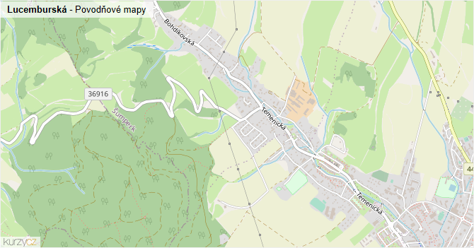 Lucemburská - záplavové mapy stoleté vody