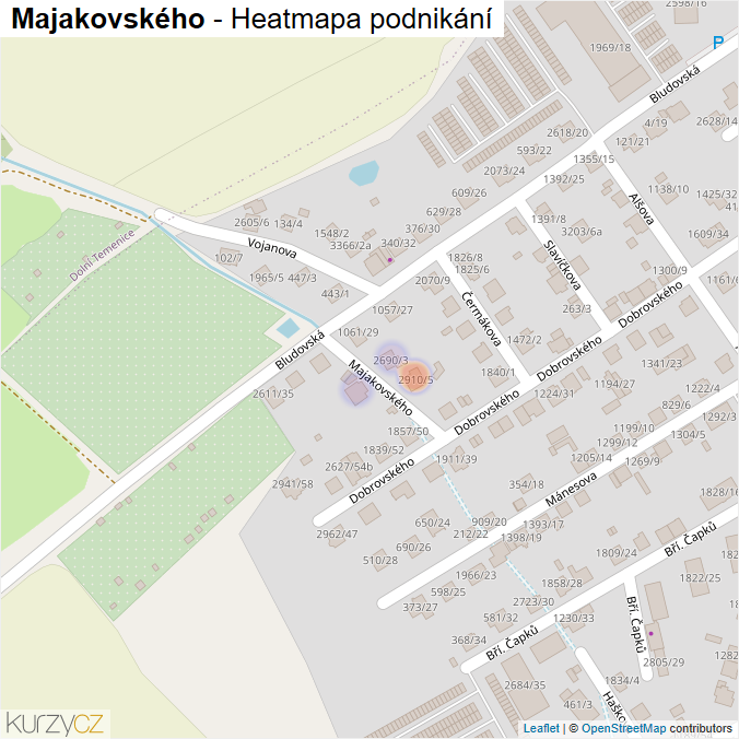 Mapa Majakovského - Firmy v ulici.