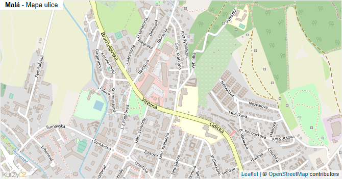 Malá - mapa ulice