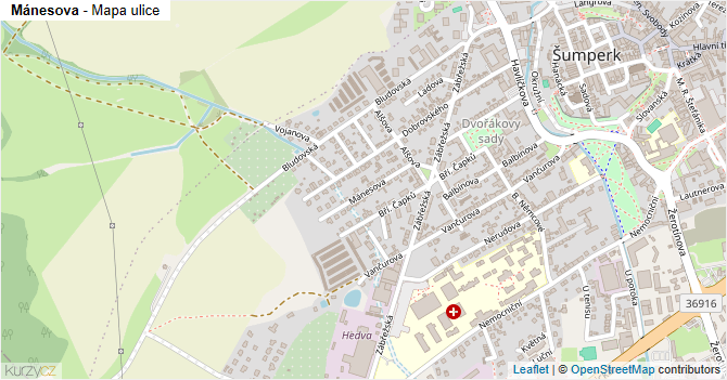 Mánesova - mapa ulice