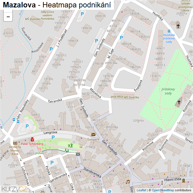 Mapa Mazalova - Firmy v ulici.