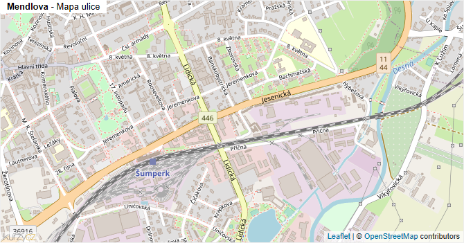 Mendlova - mapa ulice
