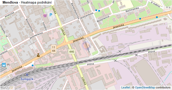 Mendlova - mapa podnikání