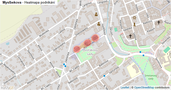 Myslbekova - mapa podnikání