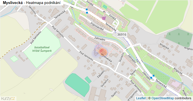 Myslivecká - mapa podnikání