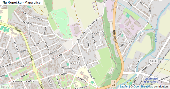 Na Kopečku - mapa ulice